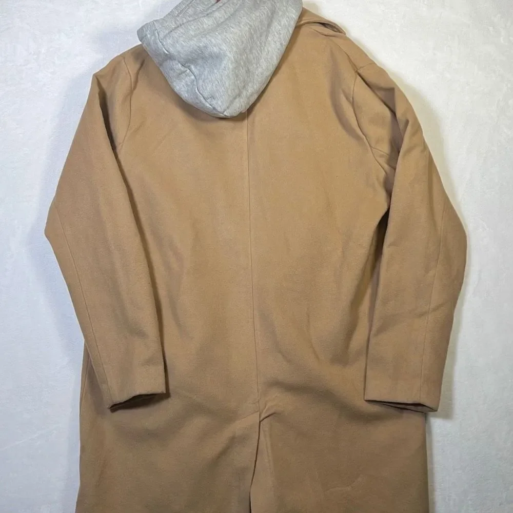 Fashion Nova tan‎ over coat with hoodie - Men Medium